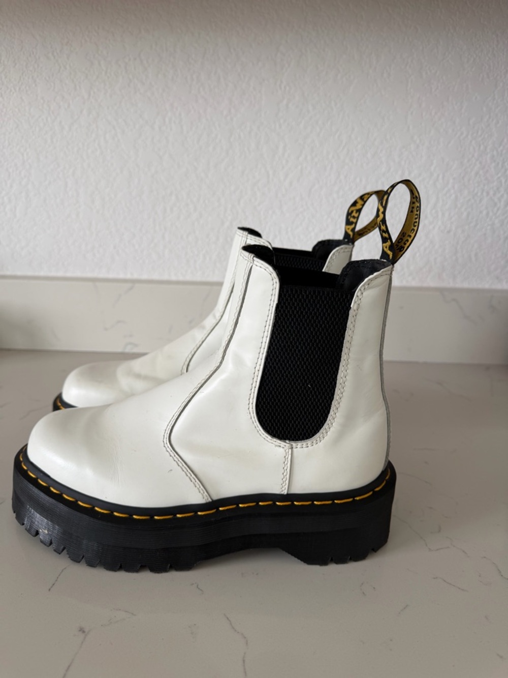 Dr. Martens White Leather Quad Boot Interior Label
